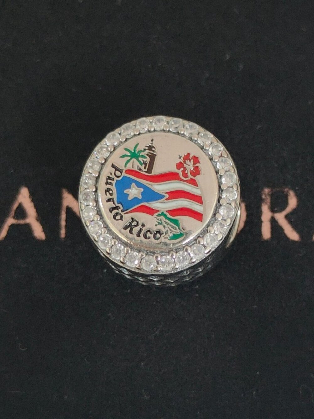 Pandora Puerto Rico Flag Travel Vacation Bead Charm S925 Silver with box